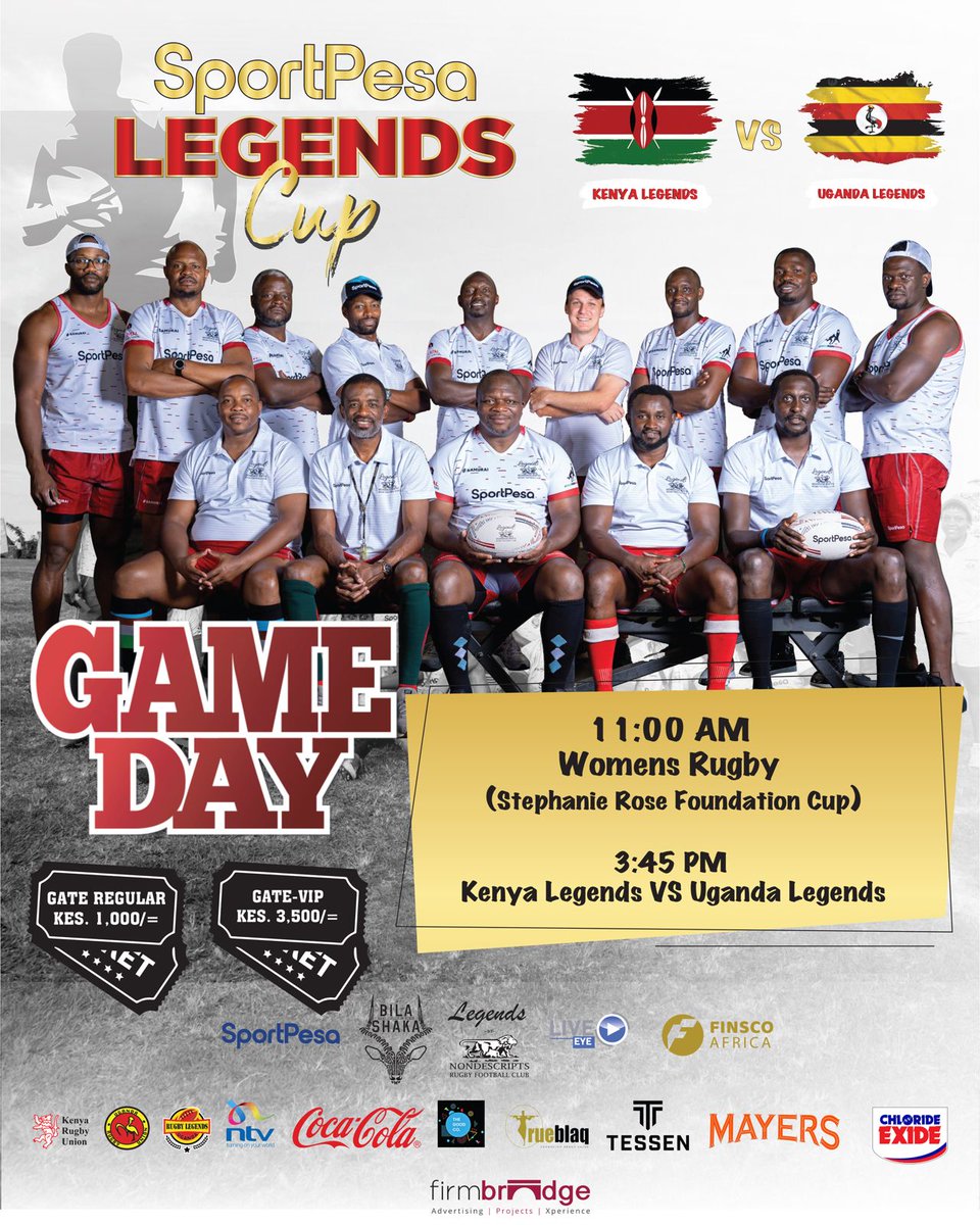 Ladies and Gentlemen! IT IS GAME DAY!!
Make your way to the RFUEA Grounds nice and early and let's have some fun!! #SportPesaLegendsCup #KEvUGLegends