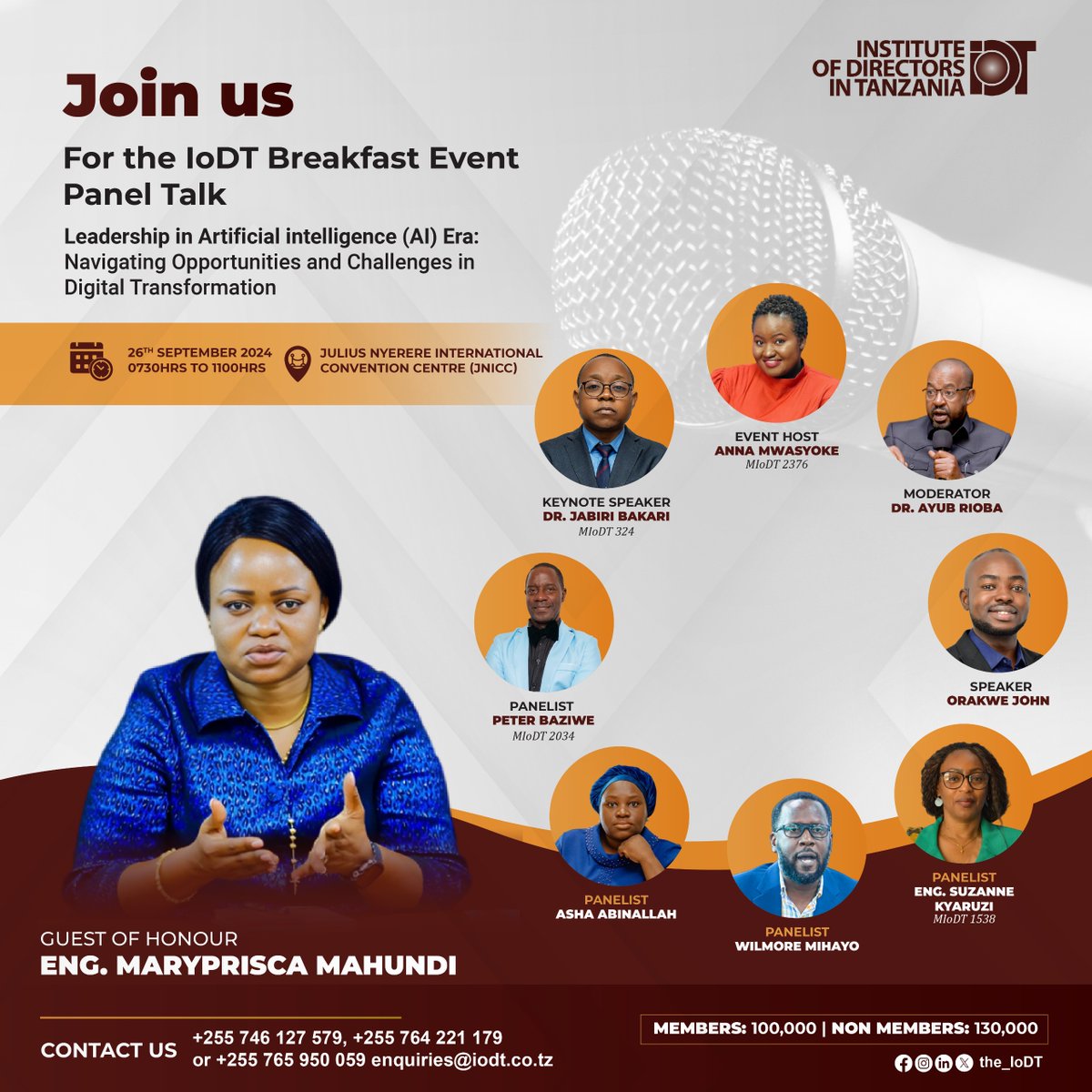 TheIodt's tweet photo. Join us for the upcoming Leadership Series Talk. This is set to be a power-packed event featuring industry giants and groundbreaking discussions on leadership on the Artificial Intelligence era
DON’T PLAN TO MISS!
#breakfastevent
#leadershiptalk
#artificialintelligence
#AI https://t.co/VN9wKAUWax