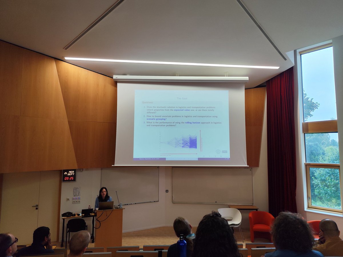 Alice Raffaele (@aliceraffaele1) on Twitter photo <a href="/Francy_Maggioni/">Francesca Maggioni</a> gave the 1st plenary talk at #TSL2024 on how to exploit deterministic methods, get bounds by scenario grouping, and evaluate rolling-horizon performance for multistage optimization problems under uncertainty with stochastic and robust techniques #orms <a href="/TSLSociety/">TSL Society</a> <a href="/Francy_Maggioni/">Francesca Maggioni</a> gave the 1st plenary talk at #TSL2024 on how to exploit deterministic methods, get bounds by scenario grouping, and evaluate rolling-horizon performance for multistage optimization problems under uncertainty with stochastic and robust techniques #orms <a href="/TSLSociety/">TSL Society</a>
