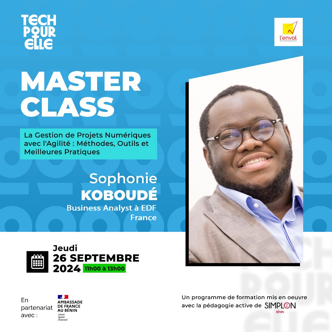 RENDEZ vous demain à L'envol pour une spéciale Masterclass avec M. @SophonieKOUBOUDE de <a href="/EDFofficiel/">EDF</a> France sur la Gestion de projets numériques avec Agilité.

#TechPourElle