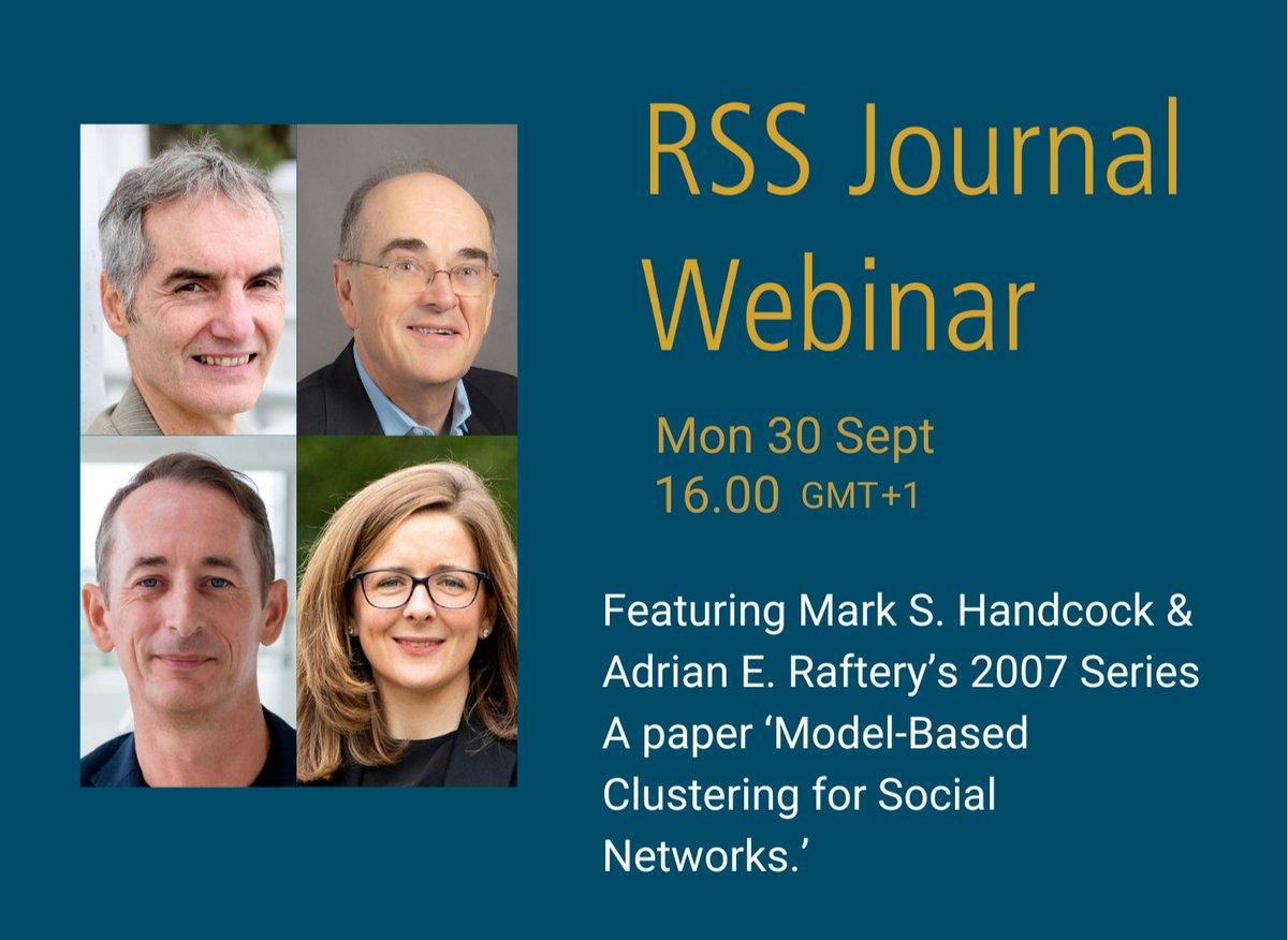 Royal Statistical Society (@royalstatsoc) on Twitter photo Join us and the <a href="/JRSS_A/">Journal of the Royal Statistical Society: Series A</a> team for a webinar next week on clustering social network data
With contributions from <a href="/NialFriel/">Nial Friel</a> and <a href="/icgormley/">Claire Gormley</a>
ow.ly/5ENv50Tu3ar Join us and the <a href="/JRSS_A/">Journal of the Royal Statistical Society: Series A</a> team for a webinar next week on clustering social network data
With contributions from <a href="/NialFriel/">Nial Friel</a> and <a href="/icgormley/">Claire Gormley</a>
ow.ly/5ENv50Tu3ar