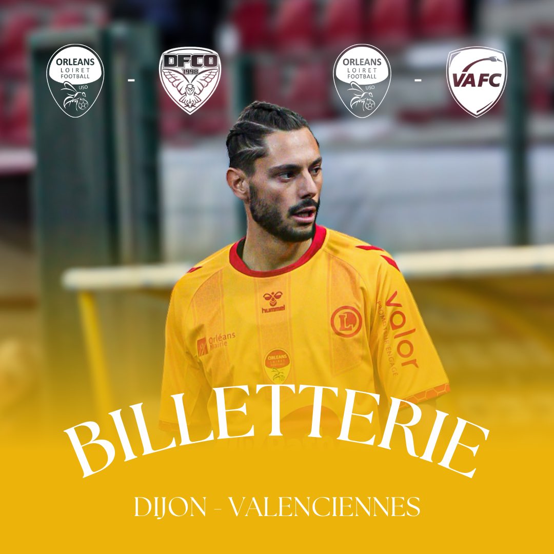 🐝 𝗩𝗘𝗡𝗘𝗭 𝗦𝗢𝗨𝗧𝗘𝗡𝗜𝗥 𝗟𝗘𝗦 𝗚𝗨𝗘̂𝗣𝗘𝗦 

👉  US Orléans vs Dijon FCO : vendredi 4 octobre (19h30)
👉 US Orléans vs Valenciennes FC : mercredi 9 octobre (19h30)

🎟️ Toutes les infos sur la billetterie ➡️ orleansloiretfoot.com/billetterie-di…

#TeamUSO 🔴🟡