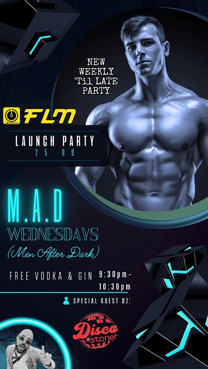 Men After Dark launch tonite! Relax with an hour of FREE vodka &amp; gin 9:30pm-10:30pm. Stay for DJ Disco Stoner if you want or wrap up your night/venture elsewhere. No pressure to hang around for a show or whatever. Back to basics here. Just good music &amp; cute guys. See u tonite!