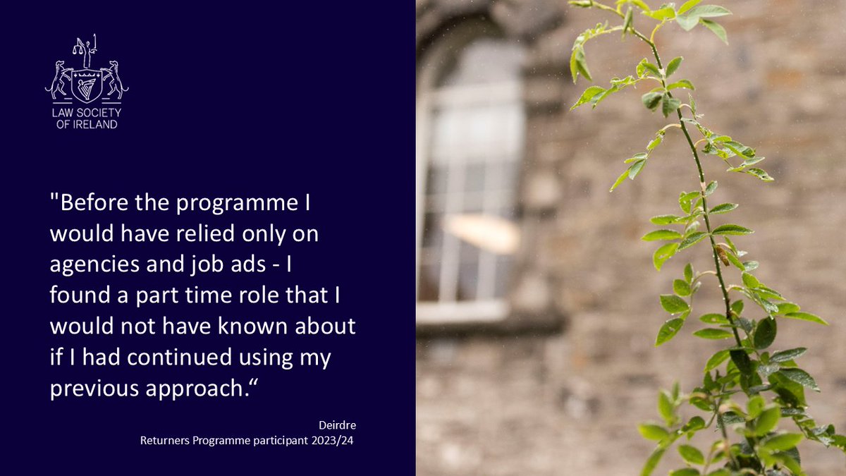 Limited places are available for the next Returners Programme, helping solicitors to reboot, network and regain confidence prior to returning to practice. 

See how the programme can help you, and how to get involved: lawsociety.ie/member-service…