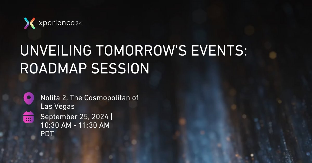 🚗 Stay ahead of the curve with our "Unveiling Tomorrow's Events: Roadmap Session" at #Xperience2024! Join Jason Daiger &amp; Katie Flynn for insights into the future of the events industry.

👋 See you there! 

#Eventprofs