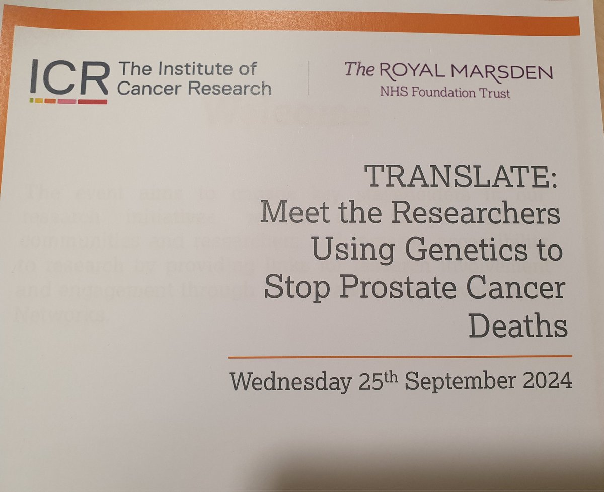 Eva McGrowder (@eva_m83) on Twitter photo Looking forward to TRANSLATE: Meet the researchers - a joint event with <a href="/royalmarsdenNHS/">The Royal Marsden NHS Foundation Trust</a> <a href="/ProstateUK/">Prostate Cancer UK</a> <a href="/ICR_London/">The ICR</a> a chance for members of the public to meet the researchers to know about our work and how to make research more accessible and relevant. Looking forward to TRANSLATE: Meet the researchers - a joint event with <a href="/royalmarsdenNHS/">The Royal Marsden NHS Foundation Trust</a> <a href="/ProstateUK/">Prostate Cancer UK</a> <a href="/ICR_London/">The ICR</a> a chance for members of the public to meet the researchers to know about our work and how to make research more accessible and relevant.