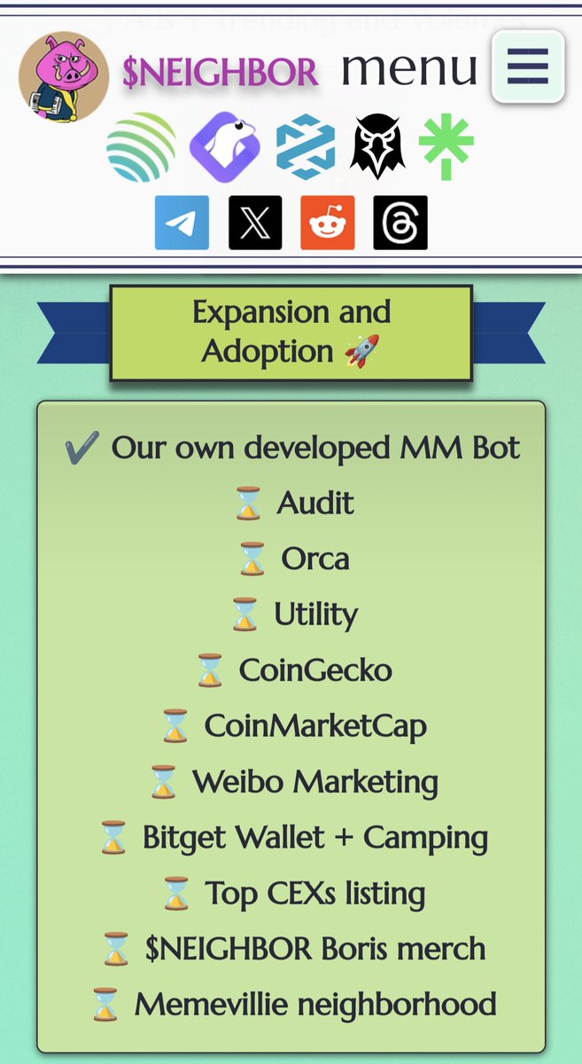 📌 Neighbors, we are starting the expansion and adoption part from our roadmap this week. Stay tuned for an amazing journey!

📍 It's just the beginning. The neighborhood will be literally everywhere! 🚀 🌝

#NEIGHBOR #solanameme #1000x #MEMECOIN1000X #MEMECOİNS #1000xgem