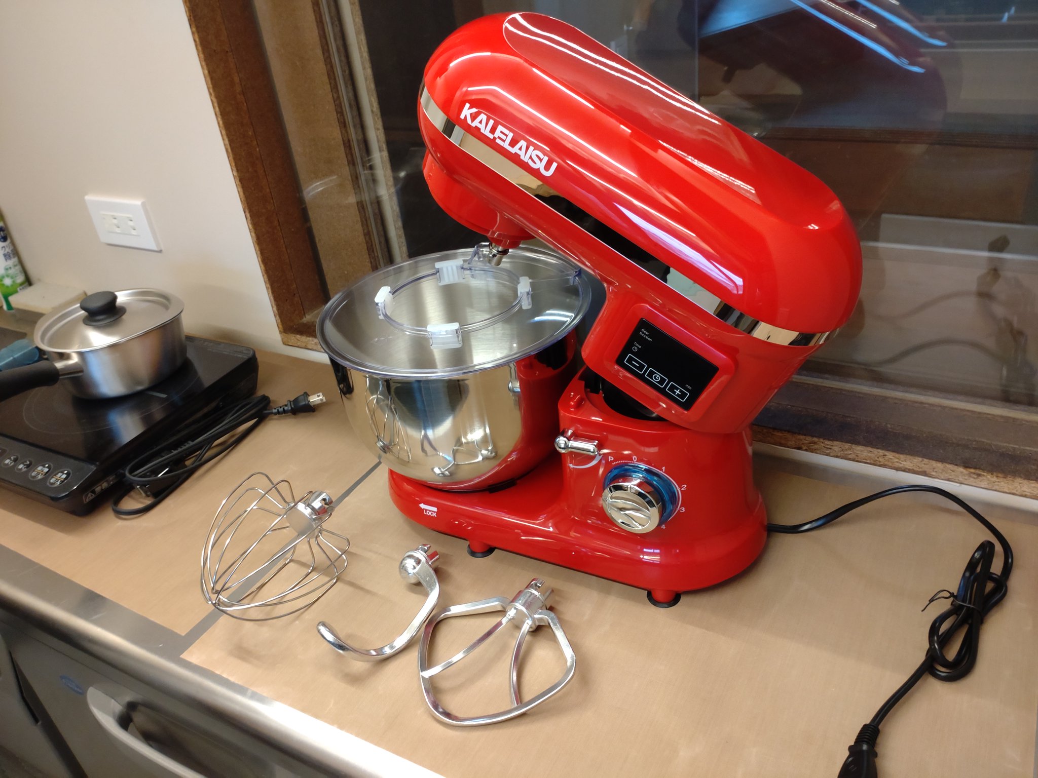 KALELAISU スタンドミキサー 5.5L大容量 99分タイマー機能 三種類