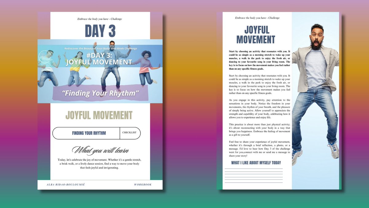 ✅ #Day3: Joyful Movement – Finding Your Rhythm

Today, let's celebrate the joy of movement. Whether it’s a gentle stretch, a brisk walk, or a lively dance session, find a way to move your body that feels joyful and invigorating.

👀Follow the HapHuCo: lnkd.in/e5R6Xywa.