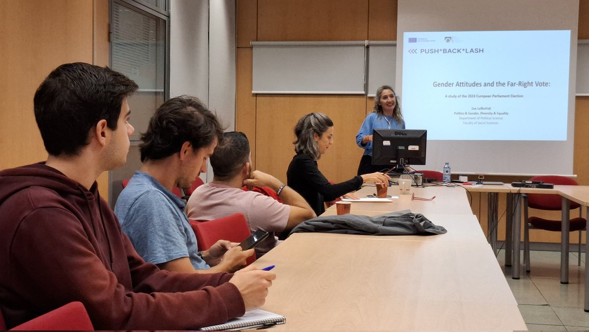 IPP_CSIC's tweet photo. Comienza el seminario “Gender Attitudes and the Far-Right Vote: A study of the 2024 European Parliament Election” a cargo de Zoe Lefkofridi de @PLUS_1622, en la sala Herbert Simon del @CCHS_CSIC. https://t.co/2opehrMnqI