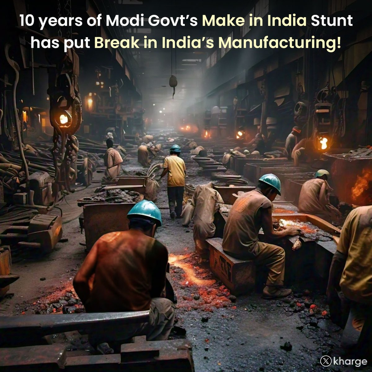 Mallikarjun Kharge (@kharge) on Twitter photo 10 years of Modi Govt’s Make in India Stunt has put Break in India’s Manufacturing!
10 years ago, PM <a href="/narendramodi/">Narendra Modi</a> crafted the slogan of “Make in India” and claimed to build Aatmnirbhar Bharat.
Contrary to BJP's high decibel propaganda, India's Manufacturing sector has got 10 years of Modi Govt’s Make in India Stunt has put Break in India’s Manufacturing!
10 years ago, PM <a href="/narendramodi/">Narendra Modi</a> crafted the slogan of “Make in India” and claimed to build Aatmnirbhar Bharat.
Contrary to BJP's high decibel propaganda, India's Manufacturing sector has got