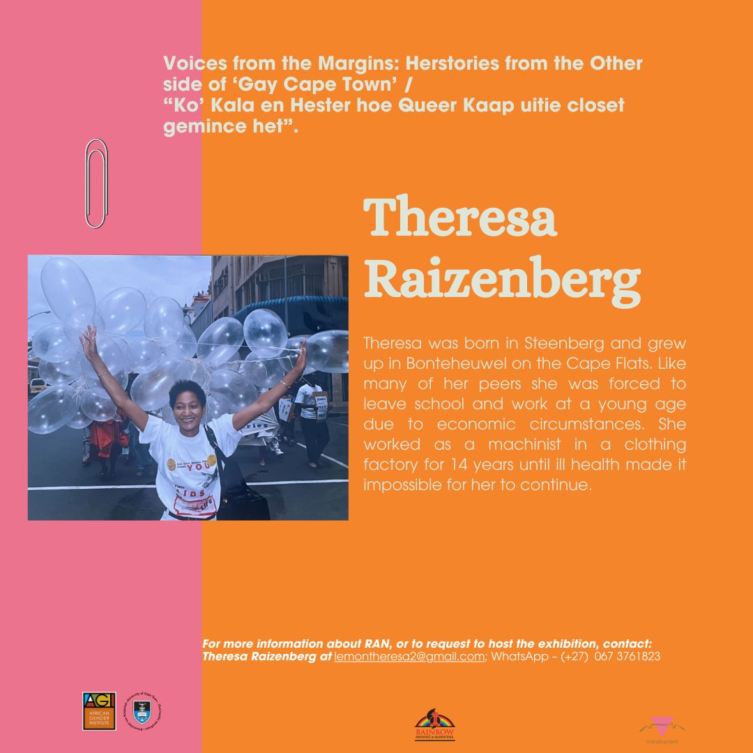 africangender's tweet image. EXHIBITION:
Voices from the Margins: Herstories from the Other side of ‘Gay Cape Town’ /
“Ko’ Kala en Hester hoe Queer Kaap uitie closet geminCE het”. 
Meet the exhibitors