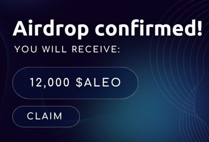 caroumb4112's tweet photo. Want $ALEO for free? 🚀
Join the airdrop event today
Earn your share of tokens! 💰
Don’t miss this chance!
Join it : https://t.co/Ueh2Fz3r3s

#Airdrop #Staking $SOL $SEI $FET $ETH $FIDA $TON $PEPE $ZK $NEAR $AXL $JASMY $KAS $ETHW $RVN $WOO $ADA https://t.co/7Arnk3QQBp