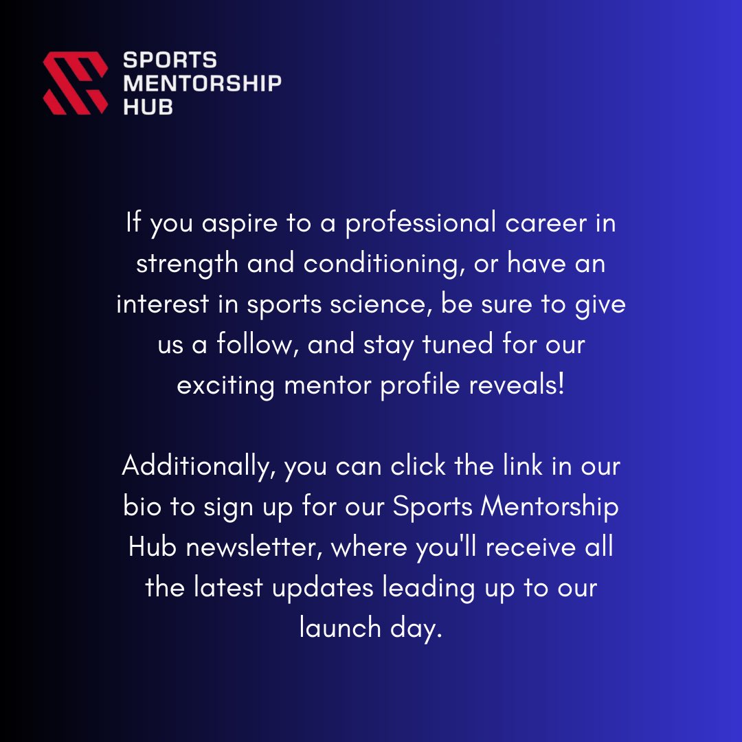 📢Calling all aspiring strength and conditioning pros📢 
We’re Sports Mentorship Hub and we want to connect you with our top-tier strength and conditioning mentors. Follow us for s&amp;c content, and to be the first to see our top-tier mentor profiles 💪⚽️
#strengthandconditioning