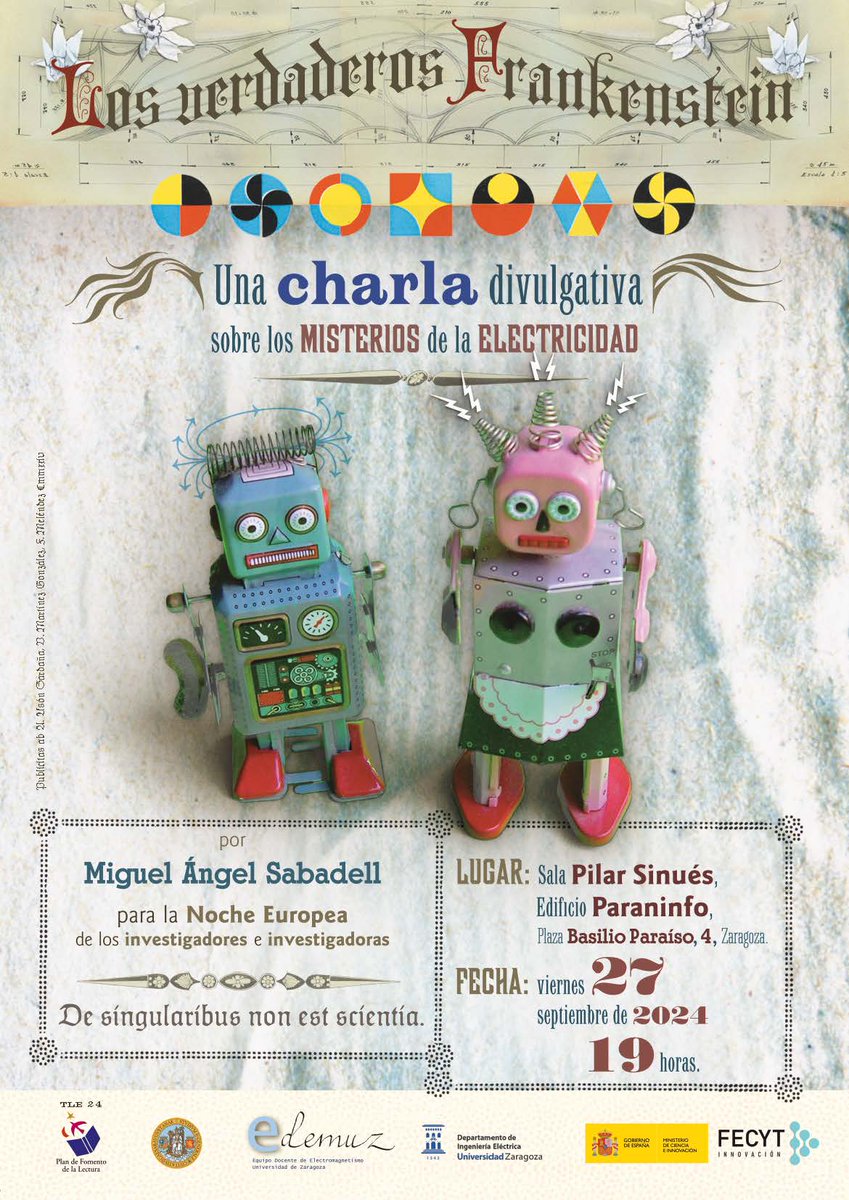 Como final del proyecto de divulgación científica “Gran espectáculo eléctrico”, se celebrará el viernes 27 de setiembre una charla, para público familiar, en la Sala Pilar Sinués del Paraninfo, a las 19 h, a cargo del divulgador científico Miguel Angel Sabadell.