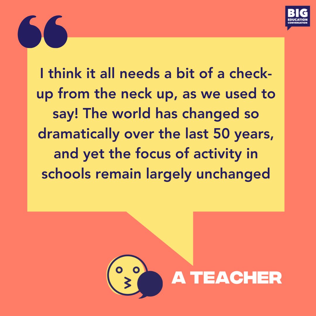 🗣️ We’ve held over 2000 #BigEdConversation in 35 countries discussing the purpose of education. They have often reflected a disconnect between the #education system and the aspirations and needs of young people. How can the education system support young people better? Tell us ⬇️