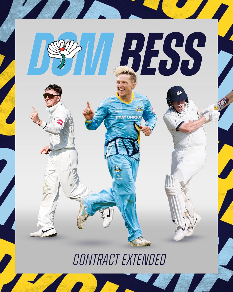 YorkshireCCC's tweet photo. Simply the Bess - Dom Bess is here to stay as he signs a 2-year contract extension for Yorkshire. Huge congratulations, Bessy! 🤩 
Read more ➡️https://t.co/6tH0R8aY5t

#YorkshireFamily https://t.co/o9oeCYtTUS