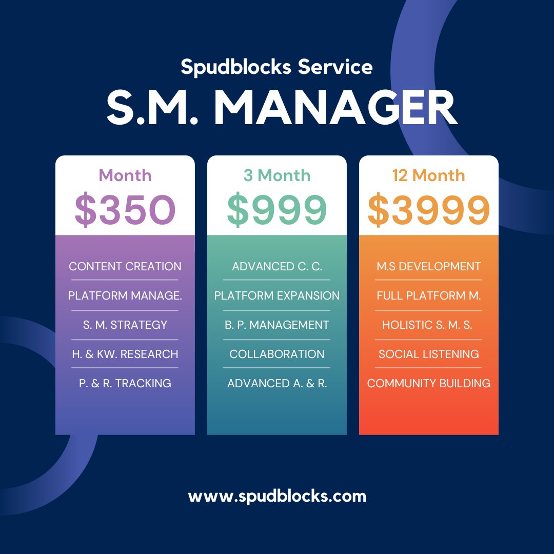 SpudBlocks's tweet photo. ๐Big news! Spudblocks is now offering a range of services to help your business thrive! From Business Development to Social Media & Community Management, weโve got you covered.
โจChoose from 1, 3, or 12-month packages and watch your business grow!๐
#Spudblocks #Business #BTC https://t.co/9dcXVJpZC7