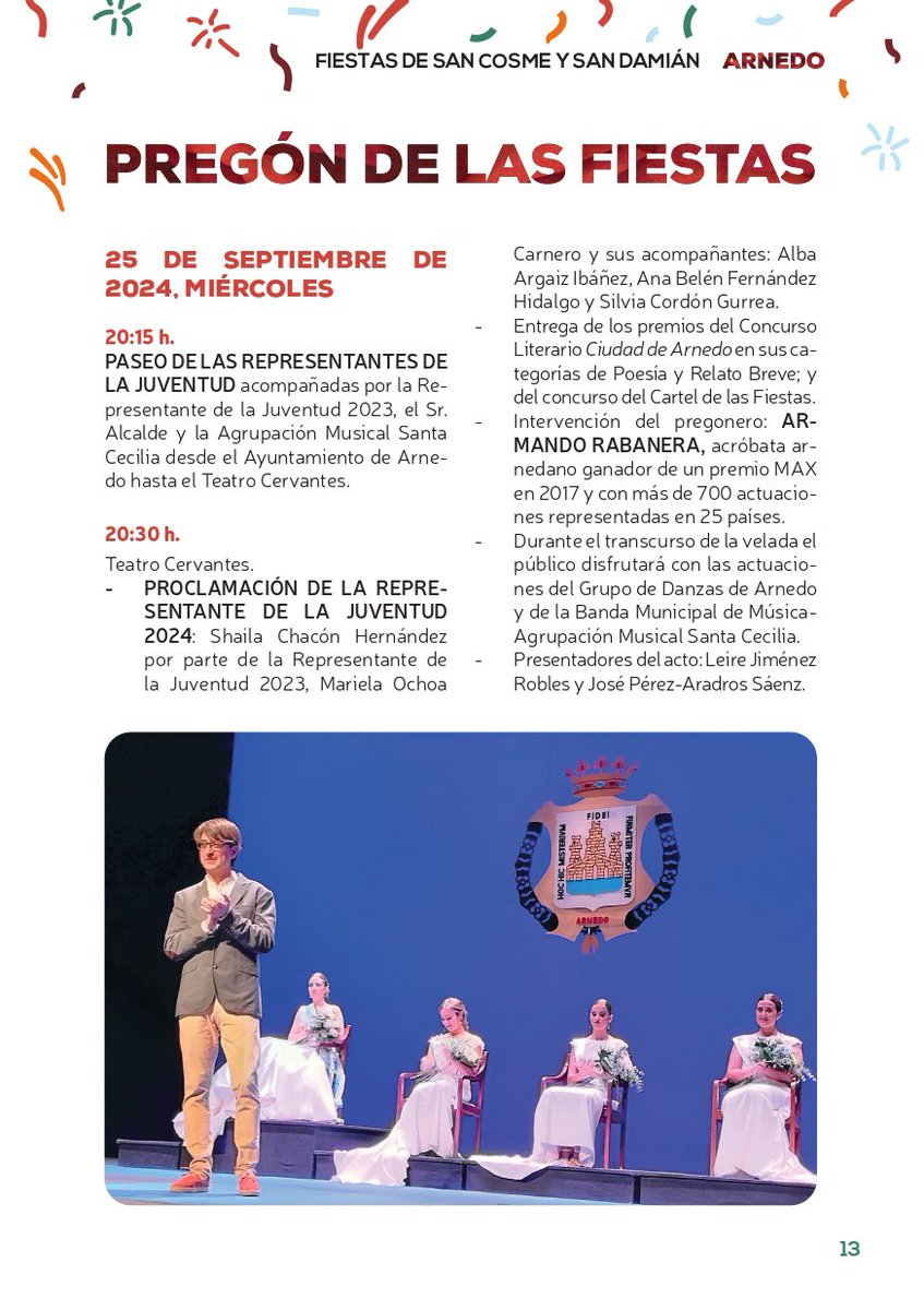 aytoarnedo's tweet photo. 🎉Arnedo comienza hoy a oler a fiestas con el pregón de San Cosme y San Damián 2024 https://t.co/PrDY9Fj0Yw