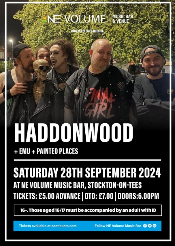 Horror punk band <a href="/Haddonwooduk/">Haddonwood</a> return to Stockton this week to headline! Support comes from alt-rock outfit <a href="/weareemubanduk/">EMU</a> and alt-indie band, Painted Places. Tickets: seetickets.com/event/haddonwo…