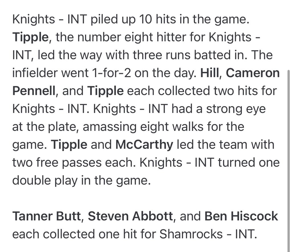MPMKnights's tweet photo. KNIGHTS WIN ๐ฅ
The bats stay hot and the Knights are off to a 3rd straight finals! #GoKnights #DefendTheStable https://t.co/PFVvdMwDcv