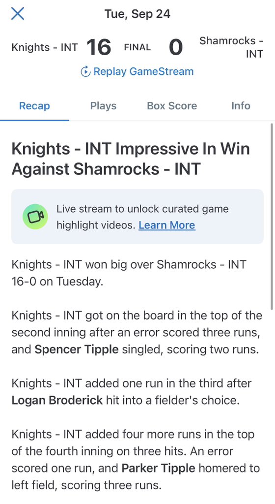 MPMKnights's tweet photo. KNIGHTS WIN ๐ฅ
The bats stay hot and the Knights are off to a 3rd straight finals! #GoKnights #DefendTheStable https://t.co/PFVvdMwDcv