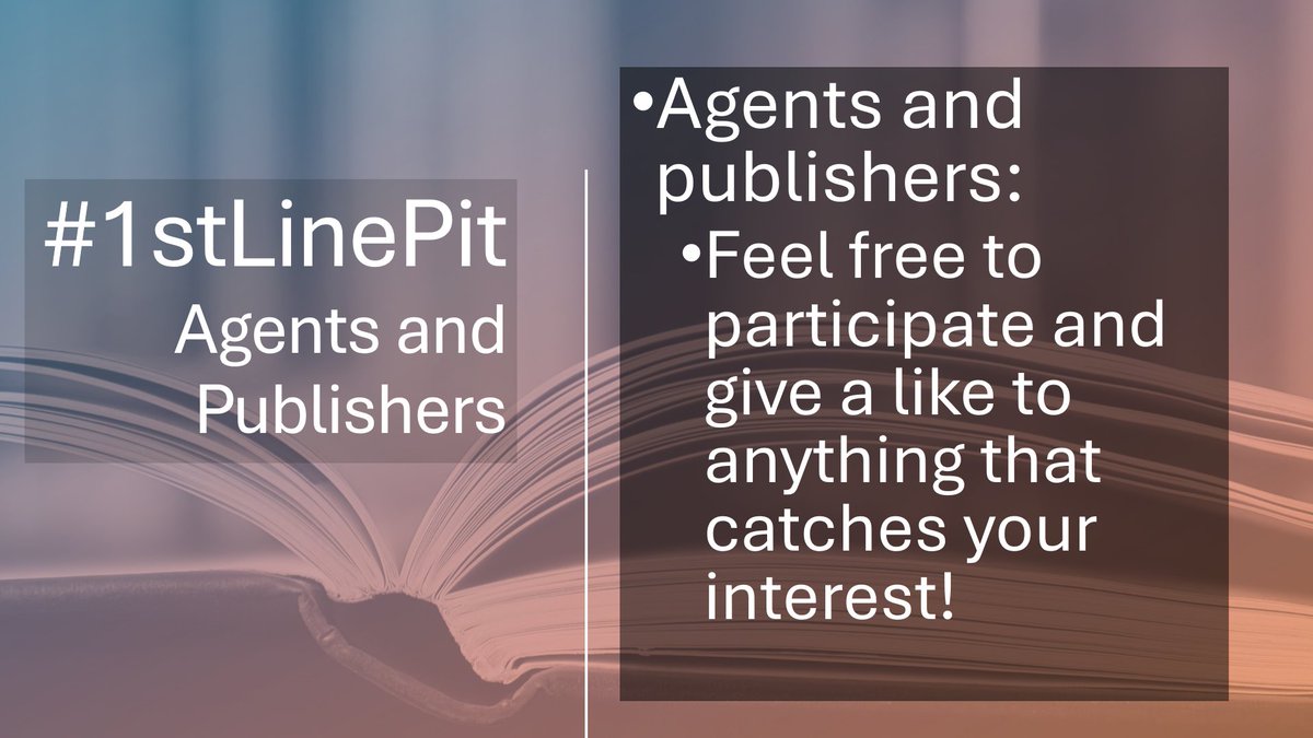 Two days left until #1stLinePit
Question of the day: If you were an agent, would you dare to give an "agent-like" based solely on the first few lines of a novel?
And if you ARE an agent: tell us if you will be participating! 😃

#WritingCommunity #Agents #Publishers #MSWL