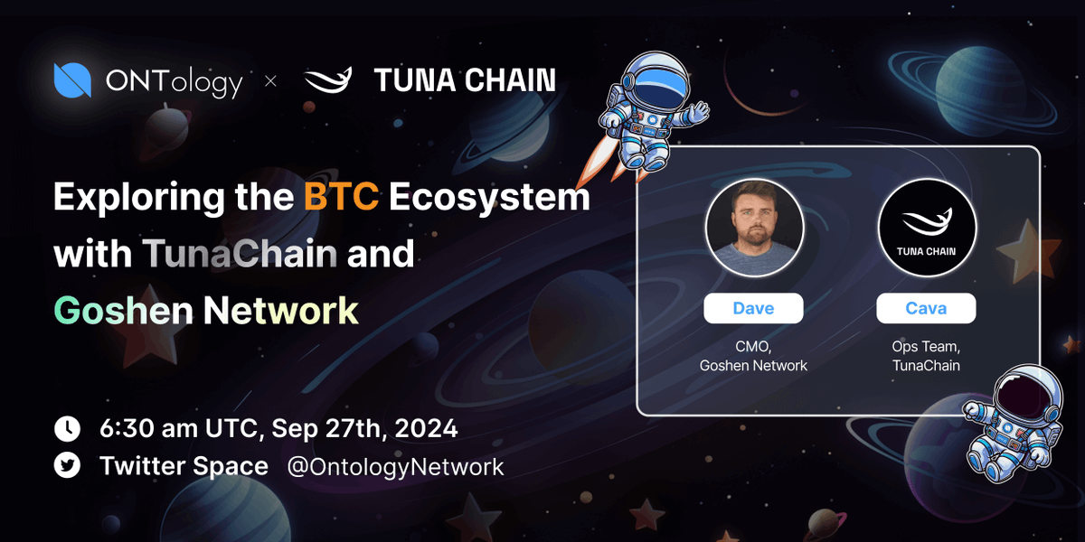 OntologyNetwork's tweet photo. 🎤 AMA Alert: Exploring the BTC Ecosystem! 🎤

🗓 Date: September 27th
⏰ Time: 6:30 AM UTC
📍 Location: https://t.co/zx73MZCBQa

🗣 Speakers: Dave, CMO from @goshen_network & Cava, Ops Team from @TunaChain

Join us as we dive into:
🔹 Layer2 solutions & EVM Compatibility
🔹 Innovations in scalability & security
🔹 Future trends in the BTC ecosystem

Don’t miss out! 🚀