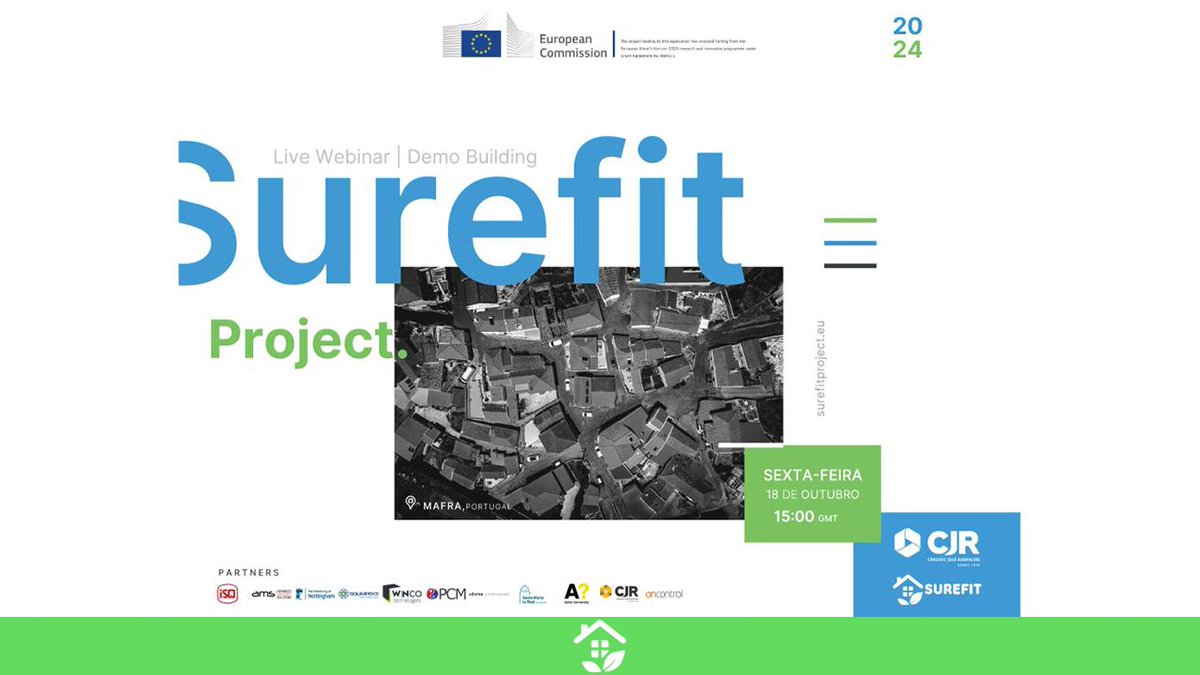 Surefit_Project's tweet photo. 🌿 Join us for the SUREFIT Project Live Webinar! 🌿
Discover the Portugal Pilot Building, a shining example of energy-efficient renovation and sustainable architecture!
#SustainableBuilding #EnergyEfficiency #SUREFITProject #GreenFuture
https://t.co/mpYYSK5nNd https://t.co/NJ2tWvKzTW