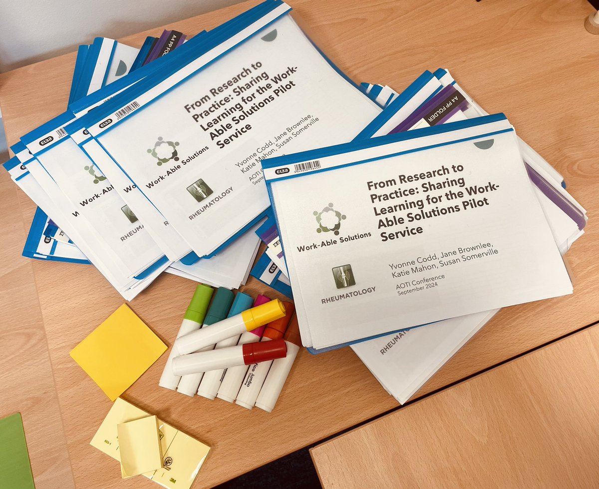 Dr Yvonne Codd (@yvonnecodd) on Twitter photo Resource packs printed, post-its & markers ready!
The Work-Able Solutions team is all set for our workshop on Day 2 of #AOTI2024
Looking forward to sharing our research to shape clinical practice in supporting work
<a href="/BrownleeJane/">Jane Brownlee</a>
<a href="/suzsomers/">Susan Somerville</a>
<a href="/katie_maho70012/">Katie Mahon</a>
<a href="/TrinityMed1/">School of Medicine</a> Resource packs printed, post-its & markers ready!
The Work-Able Solutions team is all set for our workshop on Day 2 of #AOTI2024
Looking forward to sharing our research to shape clinical practice in supporting work
<a href="/BrownleeJane/">Jane Brownlee</a>
<a href="/suzsomers/">Susan Somerville</a>
<a href="/katie_maho70012/">Katie Mahon</a>
<a href="/TrinityMed1/">School of Medicine</a>