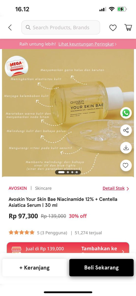 sleepinbeautea's tweet photo. akhirnya nemu aplikasi yang harganya jauh lebih murah dibandingin toko oren 🥹👍🏻

waktunya ngestock brightening serum sih karena bedanya lumayan bgt loh sampe 13k 😭😭 https://t.co/zh6rY6MB5L