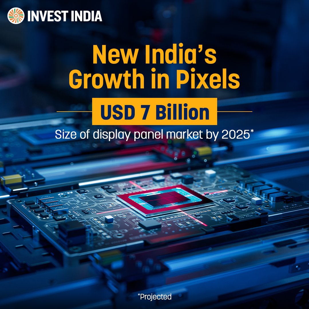 investindia's tweet photo. #NewIndia allows 100% FDI under the automatic route for #semiconductor and #displaymanufacturing, paving the way for new #investments and tech-driven growth.
#InvestInIndia’s technological excellence today. Visit: https://t.co/q1JWurbM9A
#MakeInIndia #10YearsOfMakeInIndia https://t.co/2LrNvknRAJ