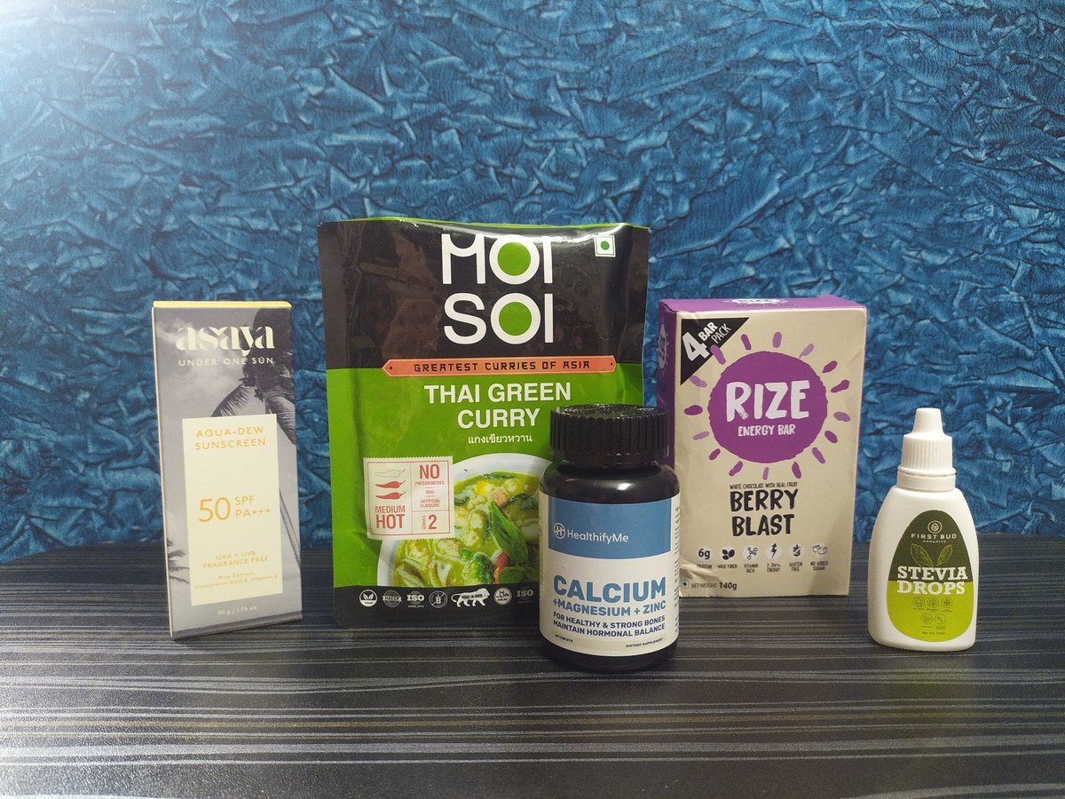 ShaunakKane's tweet photo. Thanks @CRED_club for Free giveaways on #Week11 of #OnlyFridays        

Sunscreen @weareasaya 
Thai Curry #moisoi
Supplements @healthifyme 
Energy Bar @rizebar 
Stevia Drops @FirstBudOrganic

Join #Cred Enjoy cashbacks on UPI &amp; CC Bill Payments. Referral https://t.co/QuQYj7OyzB https://t.co/n9JqNHpbnD