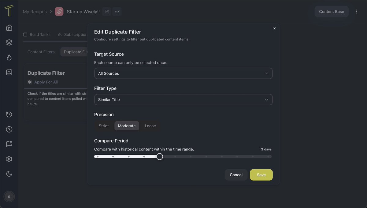 tidyread_ai's tweet photo. v0.2.15 Update!!

🆕 New Features

Filter: Added support for Duplicate Filter to help users filter out duplicate content. https://t.co/naHPysVzr2