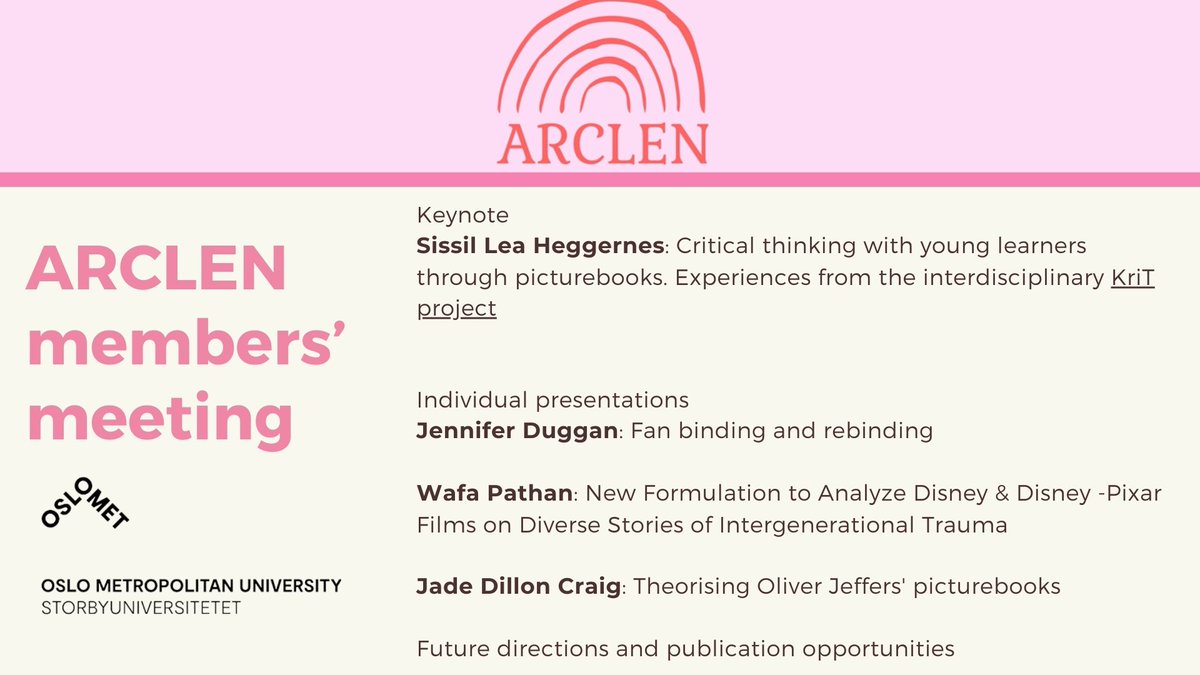 🚨 Today's the day! 🚨 

The annual ARCLEN members' meeting is being held at OsloMet today (with some members joining online, too!) 📚✨ There are some very interesting presentations taking place, as well as planning for future projects and publications 👏
