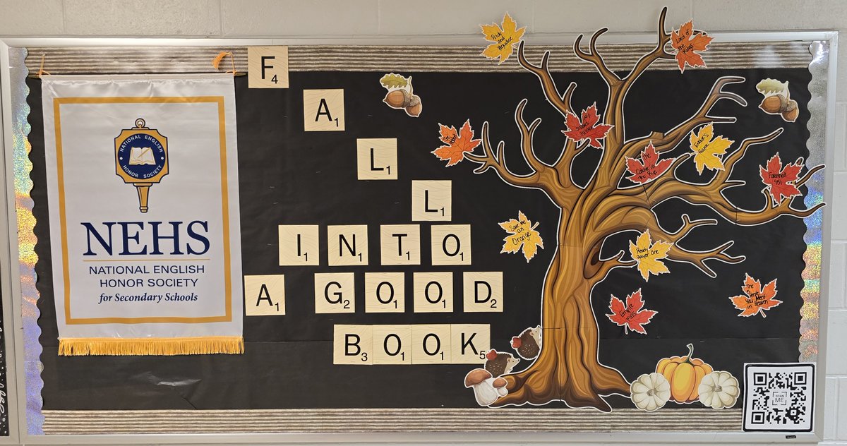 Our first bulletin board in the English hallway! Great job Amanda and Rose. Scan to view our website and all the great things Epilogue is doing! <a href="/BectonHS/">Becton Regional High School</a> <a href="/Dr_DSforza/">Dr. D. Sforza</a>