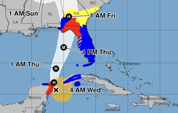 JohnMoralesTV's tweet image. Helene's wind field will be so large that even passing 325 miles west of Miami on Thu is not enough to keep the entire #Florida peninsula from being placed under a Tropical Storm Warning. For the Gold Coast (WPB, FLL, MIA megalopolis) winds likely sustained 30 gusts to 50 mph Thu