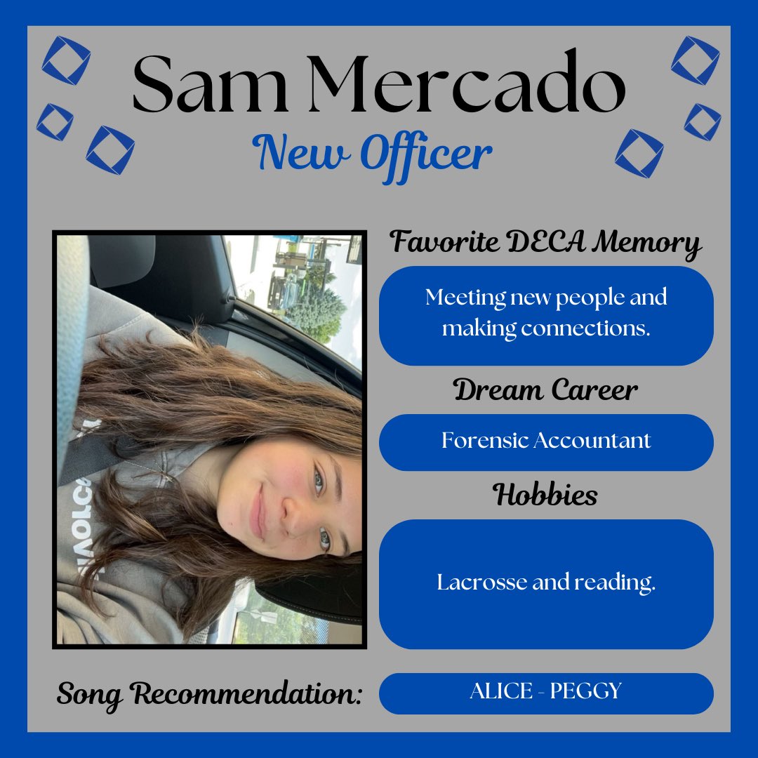 We have another one of our new officers, Sam Mercado!