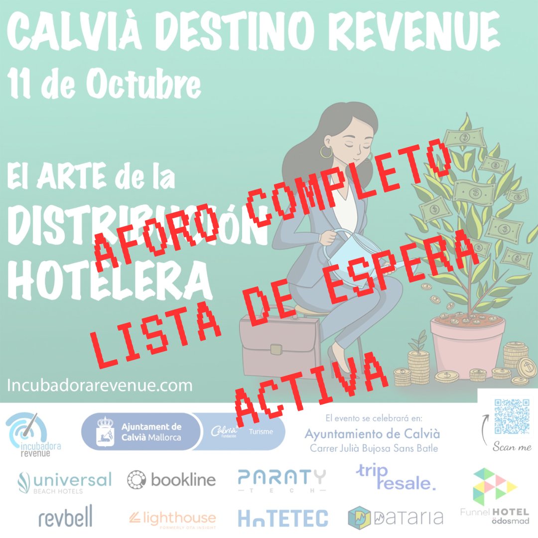 AFORO COMPLETO!!!

Lista de espera activa -> bit.ly/Calviadestinor…

#revenue #mallorca #calvia #calvià #evento #hoteles #distribucion