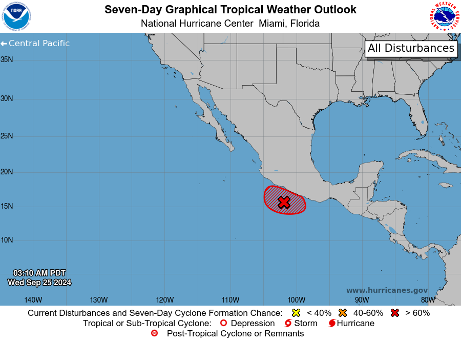 LimWeather's tweet photo. D134 EPAC #HurricaneSeason2024 610am EDT
#Invest95E to pose land threat to S #Mexico and has 90% chance to become Tc in 2 and 7 days!
ALL Interests there should consider starting preps now!
#Wxtwitter #Wxx #Tropicswx #HurricaneSeason #Kristy #EP95 #95E #Guerrero #Oaxaca https://t.co/q3VnMc0KL5