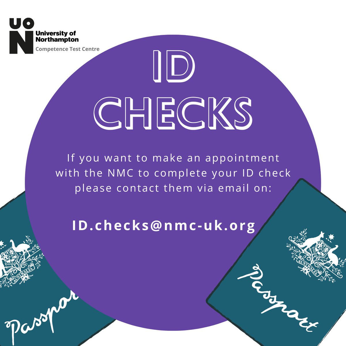NorthamptonCTC's tweet photo. If you need to book an appointment with the NMC to complete your ID check, please use the email address provided. 

#NorthamptonCTC #UON #internationalmidwife #internationalnurse #NMC #OSCE https://t.co/0ludoUaX4o