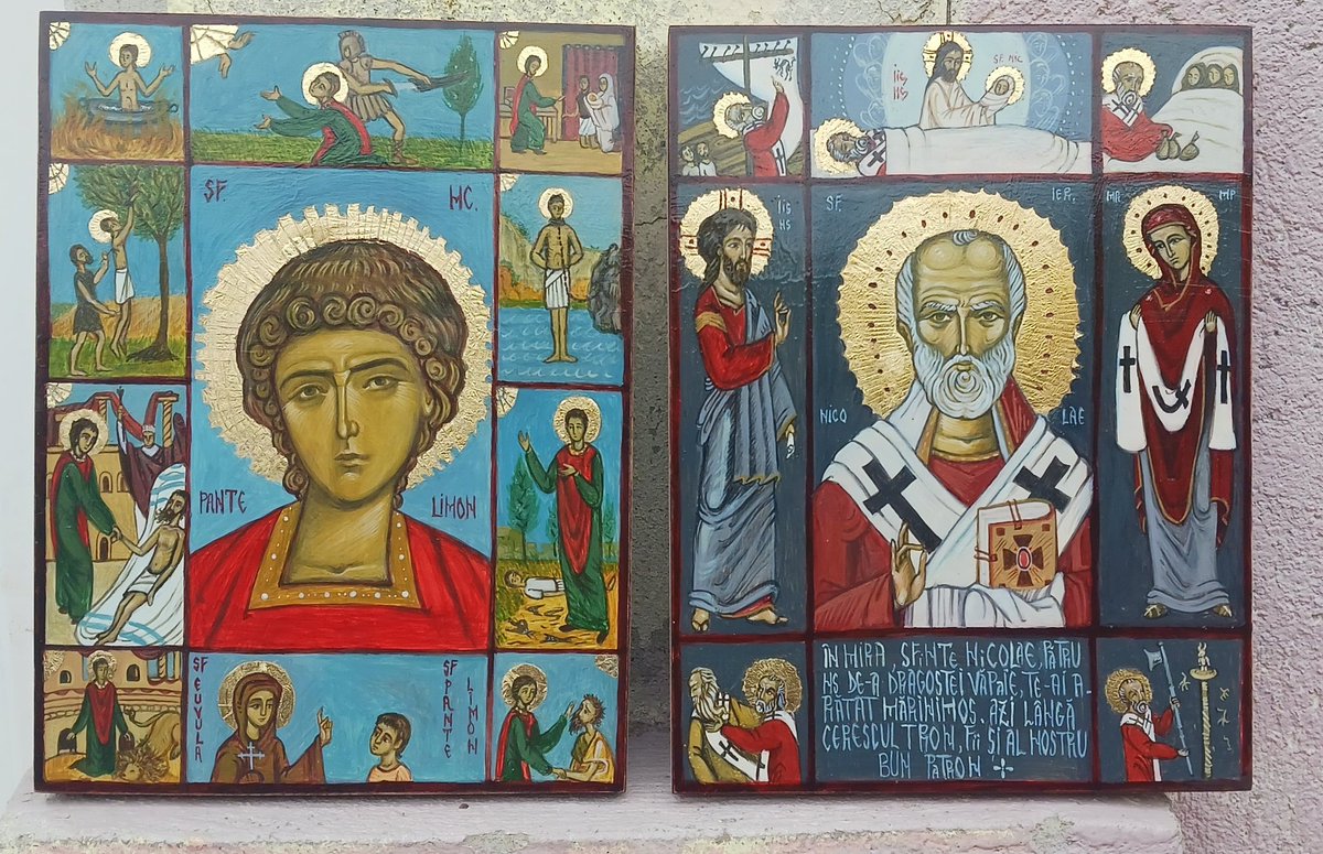 iudaDari's tweet photo. Saint Nicolas , Saint Spiridon and Saint Panteleimon 
19 x 25 cm 
Sfinții Nicolae ,Spiridon și Pantelimon 

#iconography #iconpainting #icoane_ortodoxe #comenzi_de_icoane #orthodox_custom_icons https://t.co/9ius2juMdZ
