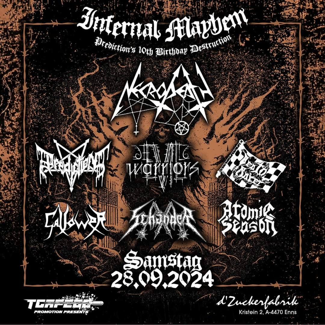 NECRODEATH: SABATO 28 SETT. ENNS - AUSTRIA
#necrodeath #official #thrashblackmetal #italianthrashblackmetal #since85 #newgig #live