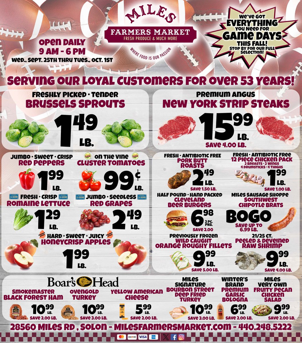 MilesFarmersMkt's tweet photo. See 👀 what's on #SALE Prices good 9/25/2024 thru 10/01/2024 #milesabovetherest #wherefoodisourpassion https://t.co/IbMYwzETWt https://t.co/HJ3U177mpt