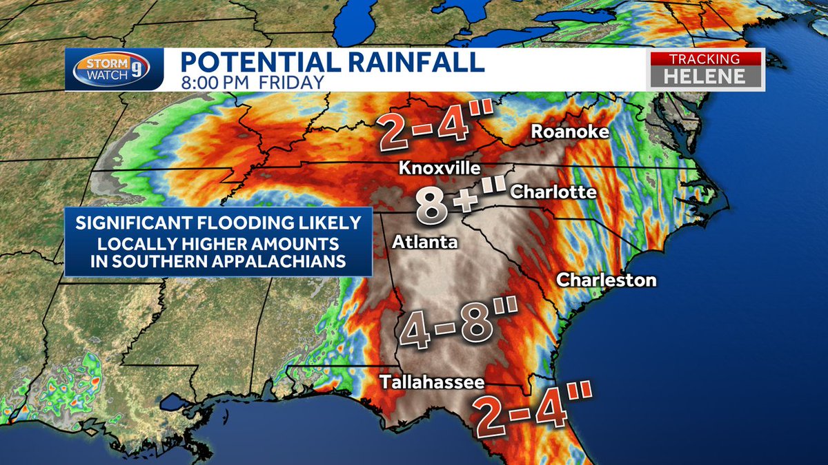 Significant flooding is likely into the upcoming weekend as Helene interacts with the higher terrain of the Appalachians. <a href="/WMUR9/">WMUR TV</a>