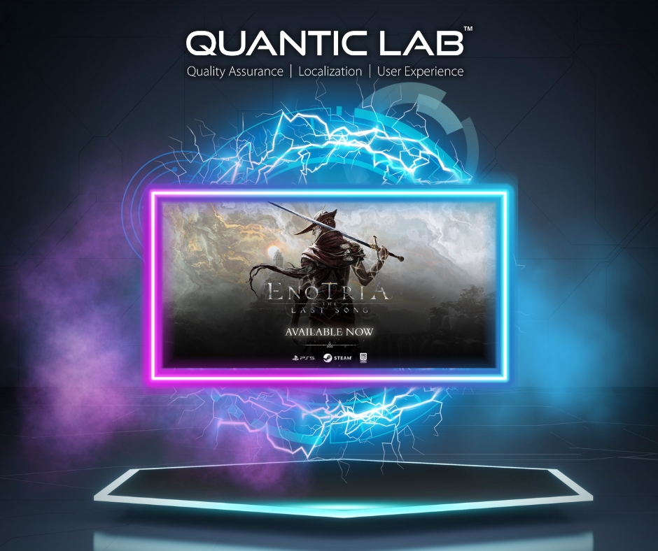 QuanticLabRo's tweet image. 🎮 We’re thrilled to have been part of Jyamma Games’ latest release, Enotria: The Last Song! 🌞 Now available on PC via Steam and Epic Games Store, and PlayStation 5.
#GameRelease #EnotriaTheLastSong #QuanticLabTeam #ProudPartner #QualityAssurance #Localization