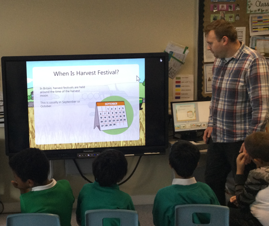 WoodlandsHarrow's tweet photo. Spruce Class had a wonderful time getting ready for their Harvest Festival Assembly. The pupils practiced harvesting apples, getting food ready, sharing it, and of course, enjoying every bite!" #Harvest24 #education #harrow https://t.co/hH3R0xm25h