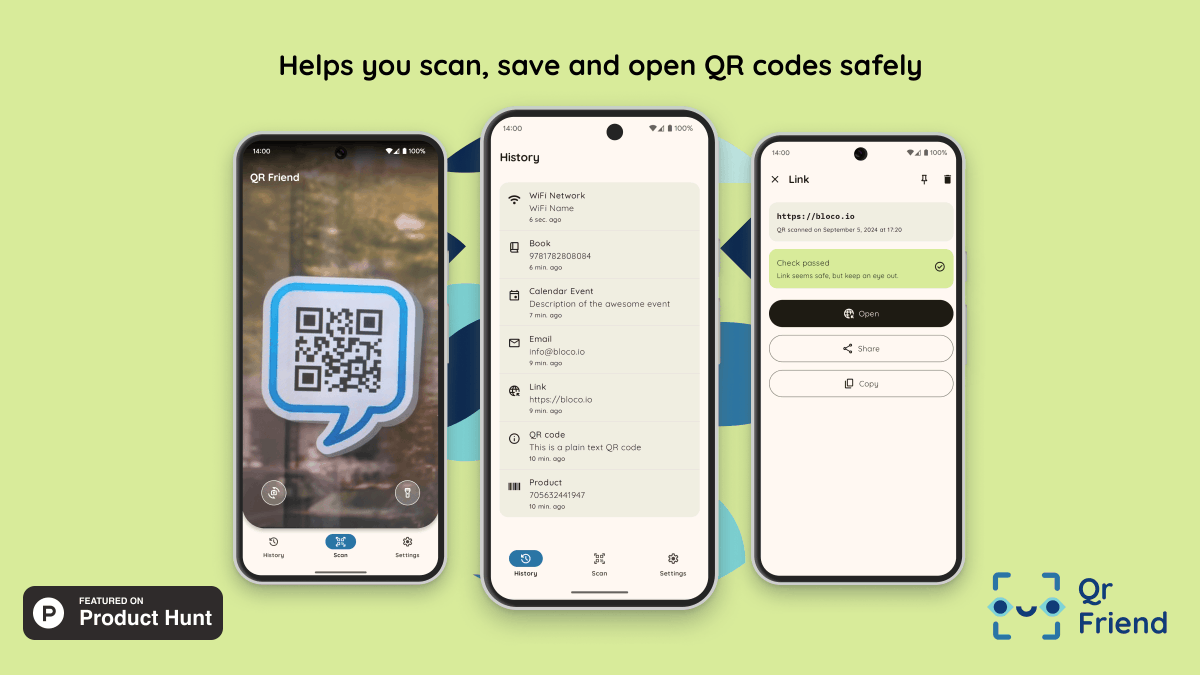 🚀 New season, new app! Meet QR Friend — QR &amp; barcode scanner! 

✨Fast scans, no ads, no accounts needed. Meet QR Friend — a friendly QR &amp; barcode scanner!

Check us out on Product Hunt and show some love! 
🔗 producthunt.com/posts/qr-friend

#ProductHunt #TechLaunch #Android