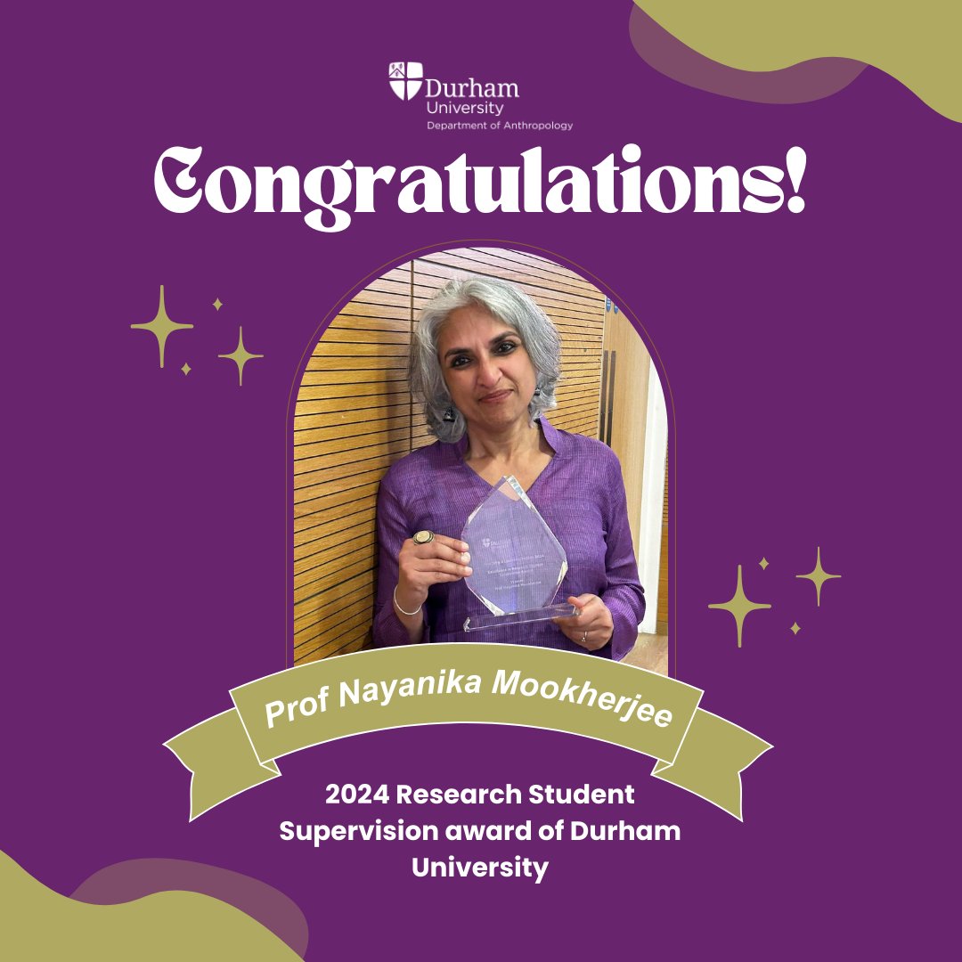 Durham Anthropology (@anthdurham1) on Twitter photo ๐ข Congratulations to Professor Nayanika Mookherjee (<a href="/NakaMookherjee/">Professor Nayanika Mookherjee</a>) who won the Research Student Supervision award at Durham University's (<a href="/durham_uni/">Durham University</a>) Teaching and Learning Awards! ๐๐๐ฅ ๐ข Congratulations to Professor Nayanika Mookherjee (<a href="/NakaMookherjee/">Professor Nayanika Mookherjee</a>) who won the Research Student Supervision award at Durham University's (<a href="/durham_uni/">Durham University</a>) Teaching and Learning Awards! ๐๐๐ฅ