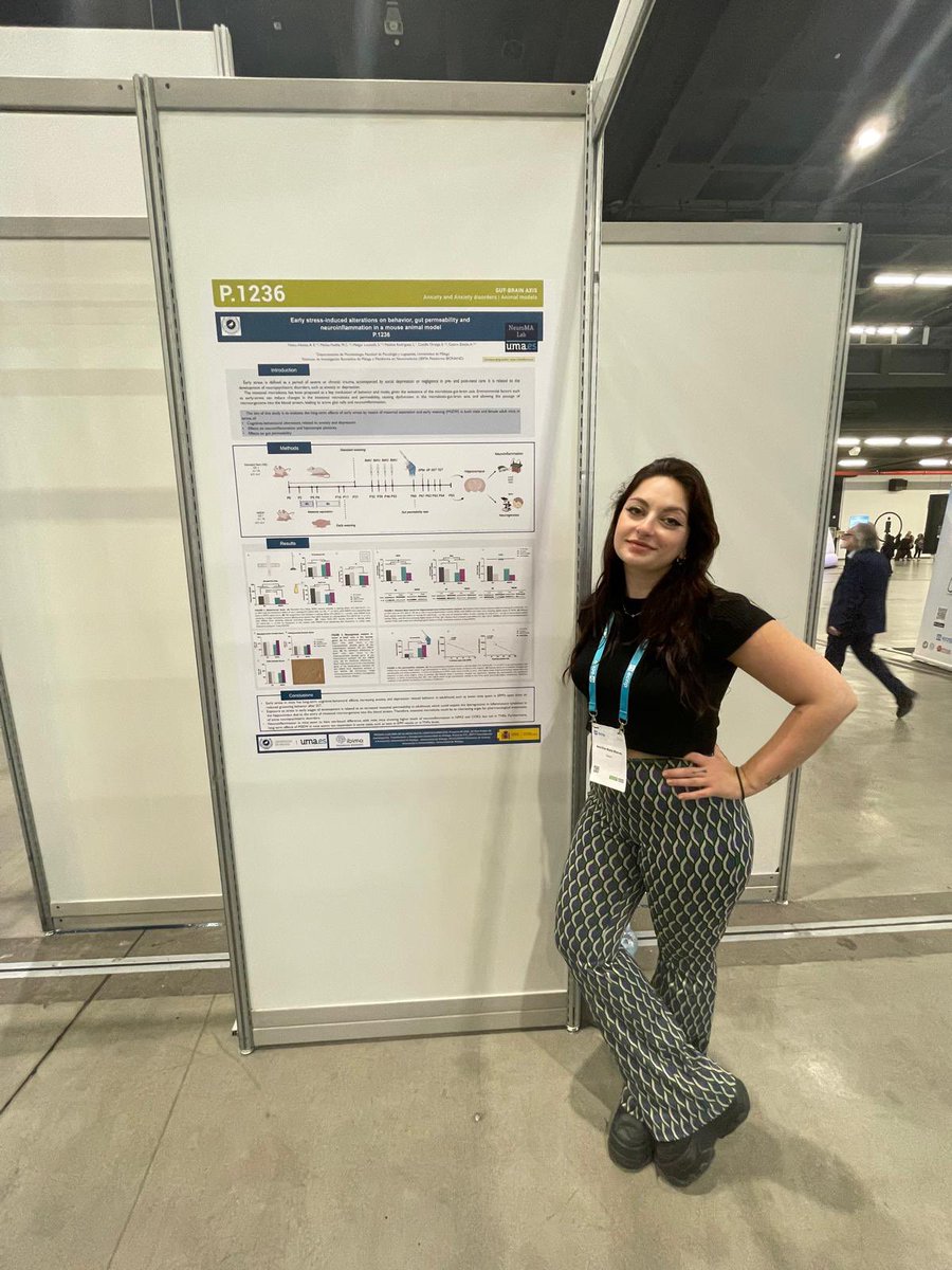 NeuroMA_Lab's tweet photo. Presentando resultados en el congreso #ECNP2024. ¡Felicidades Ana por todo tu esfuerzo! #neurociencia #womeninSTEM #womeninscience @ecnptweets https://t.co/iTRMyfFR03